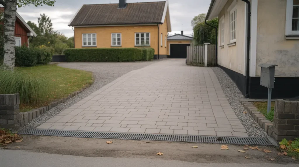 plattlagd uppfart med betongplattor i bromsten sp nga