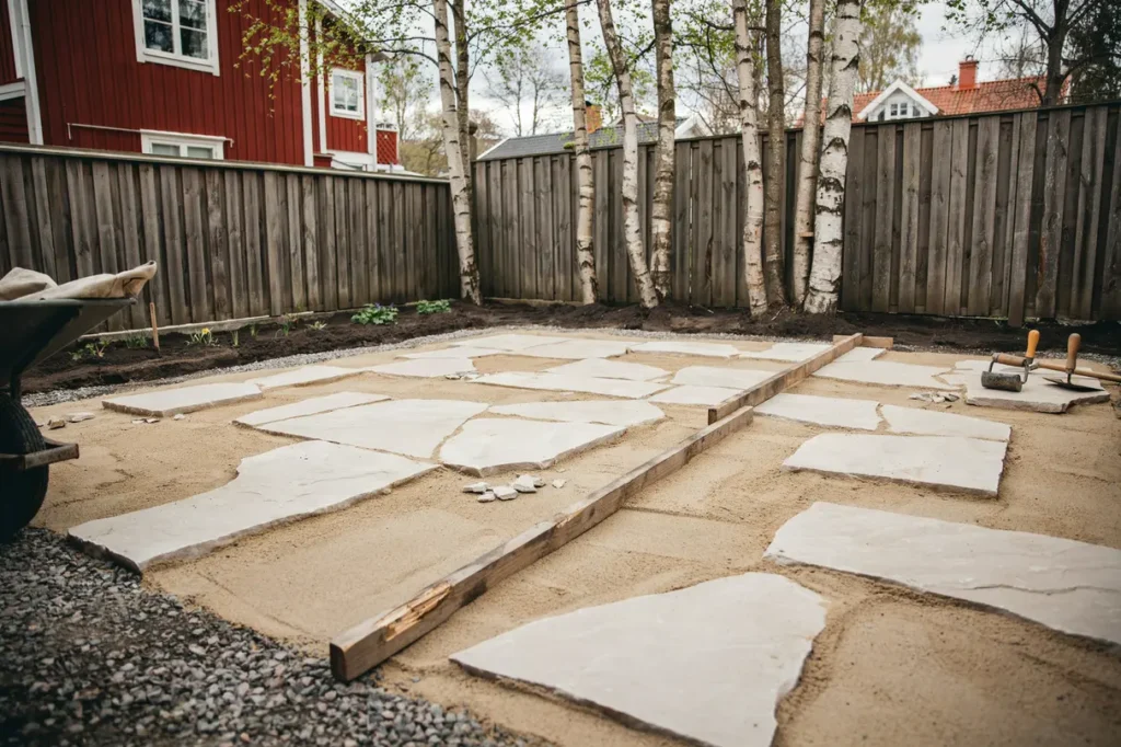 stenl ggning f r v xthus f landssten och ram i v g